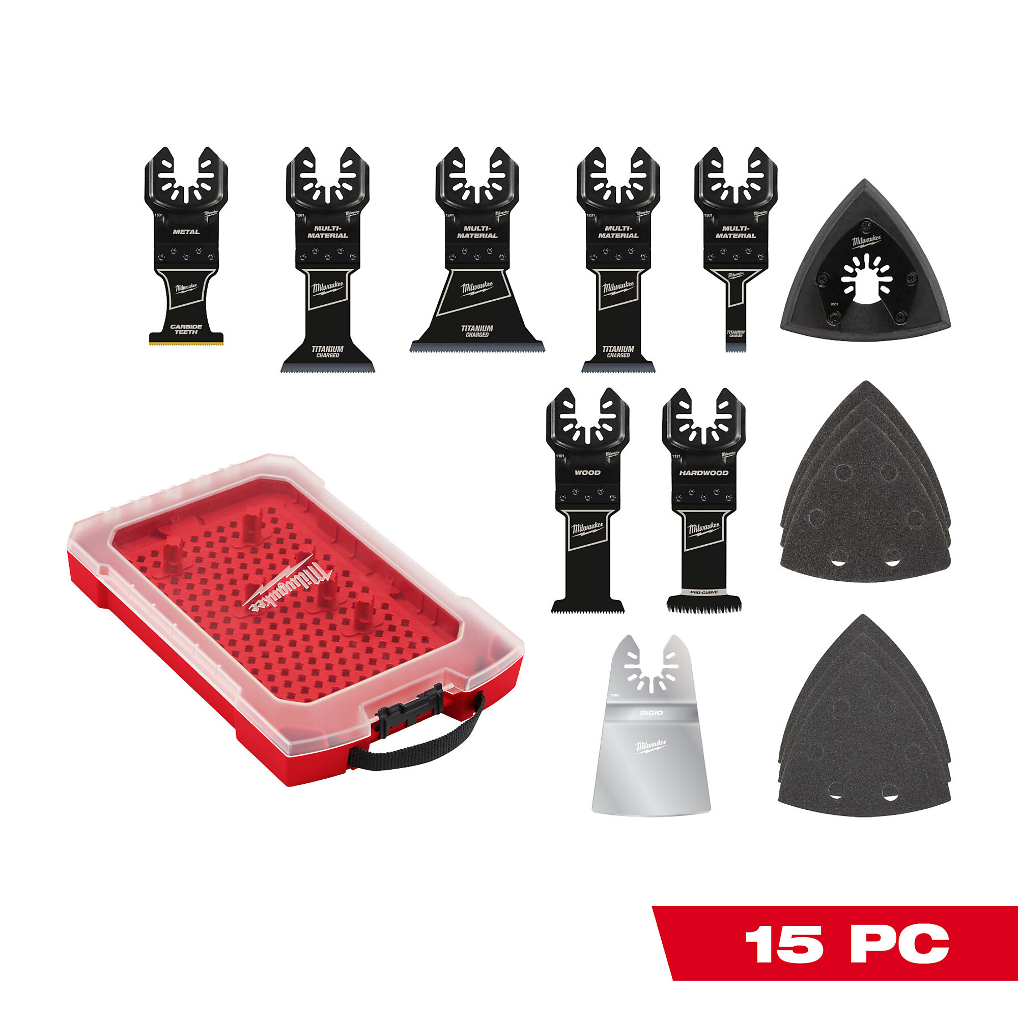 Milwaukee OPEN-LOK™ 15 PC Multi-Tool Blade Variety Kit with Modular Case, Model# 49-10-9114